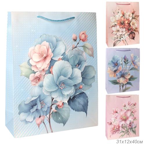 Пакет подарочный 31x40x12 Цветы / 24089L /уп 12/360/