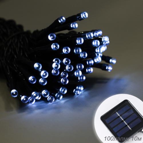 Гирлянда с питанием от солнечных элементов 10 м 100 лампочек 6 режимов / DPM-5801 /уп 100/ белый свет