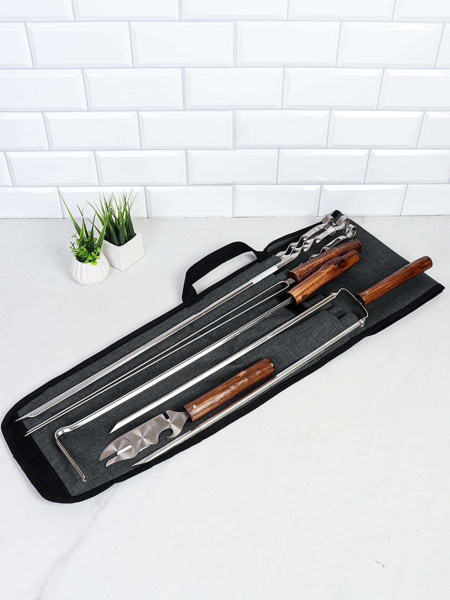 Набор для барбекю 8 предметов в чехле ЭКО / 2К-654-НАБОР-2 /уп / ПРОМО АКЦИЯ