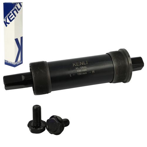 Каретка KENLI KL-08AL, 100х150мм, Fat Bike, под квадрат картриджная, пром подшипники, BLACK STEEL CUPS & TUBE,BORON STEEL AXLE,/ уп50/