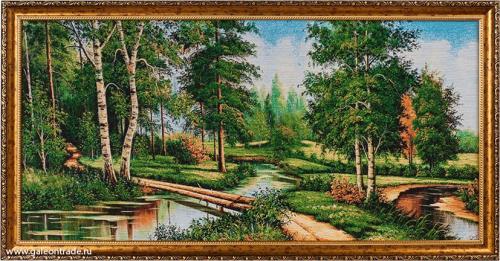 Картина гобелен 40x80 Бревенчатый мостик / F319 /10039-1/ золотая нить 