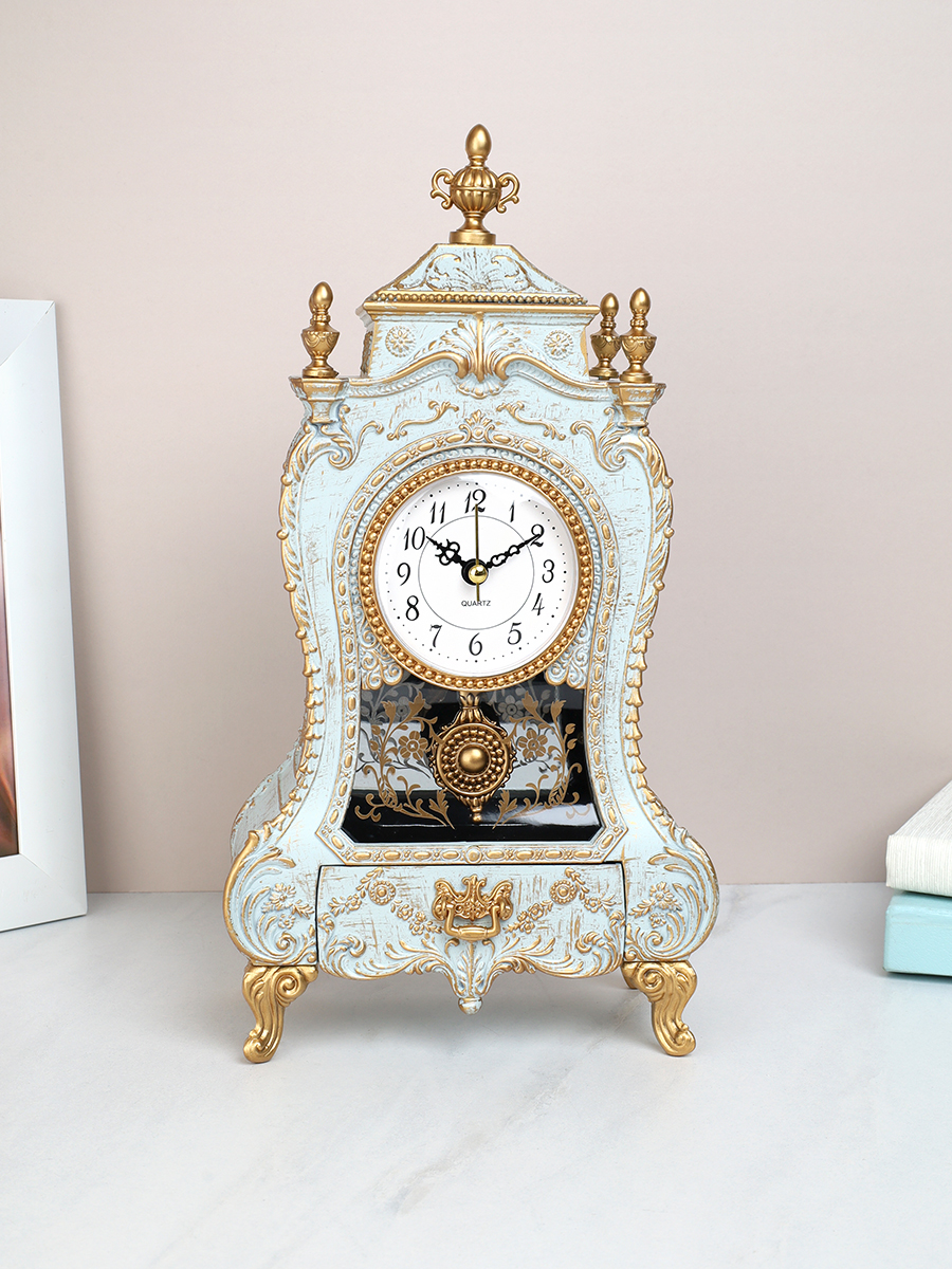 Часы настольные 28 см серо-голубой / 74-27 /уп 18/ музыкальные