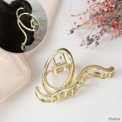 Заколка-краб для волос 10 см / XY2415-14 /уп 20/40/металл/золото