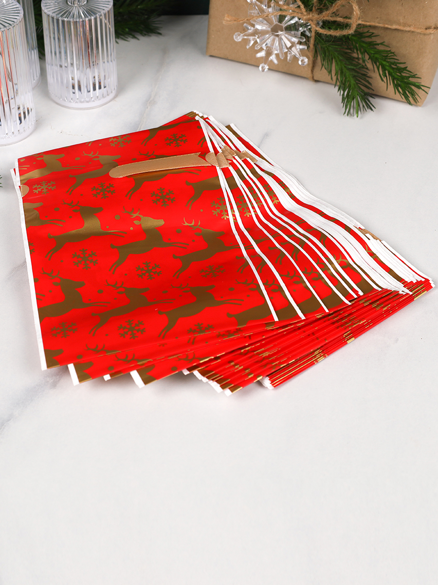 Мешочек подарочный набор 50 штук 15х23 см Новый год / YI1523-27 /уп 100/