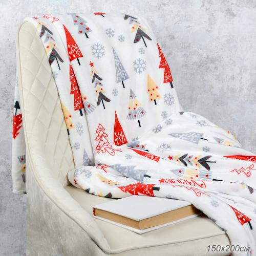 Плед флисовый 150х200 см Елки / GP611-8 /уп 20/100/ 714088 новогодний