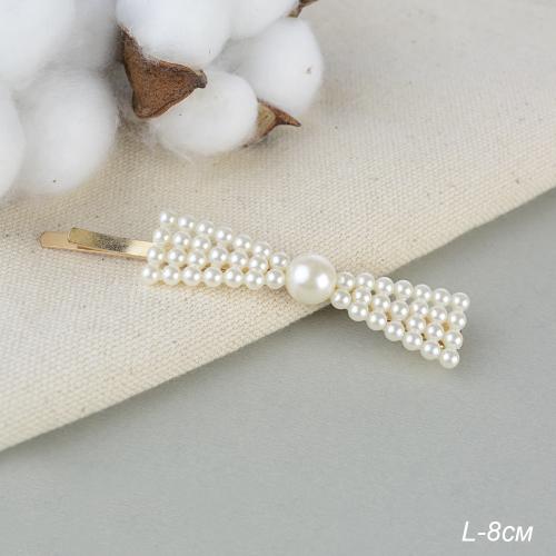 Невидимка для волос 8 см Жемчуг / 2125-12 /уп 12/золото