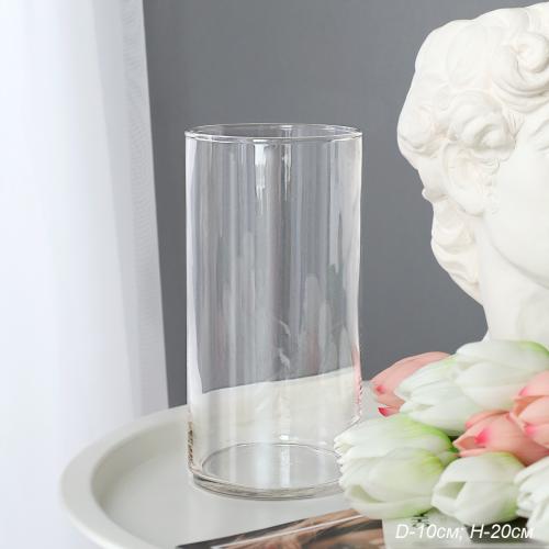 Ваза для цветов 10х20 см Цилиндр / C-1020 /уп 48/ СКИДКА НА КОРОБ 11%