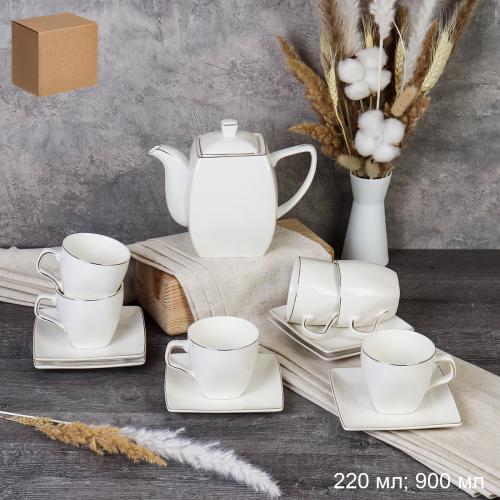 Кофейный набор 13 предметов 220 мл Квадратная форма / TC08L-12G / костяной фарфор АКЦИЯ
