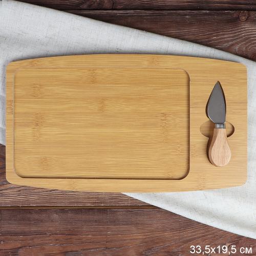 Доска разделочная и нож для сыра 20х33 см АКЦИЯ / WE-507 /уп 48/ дерево