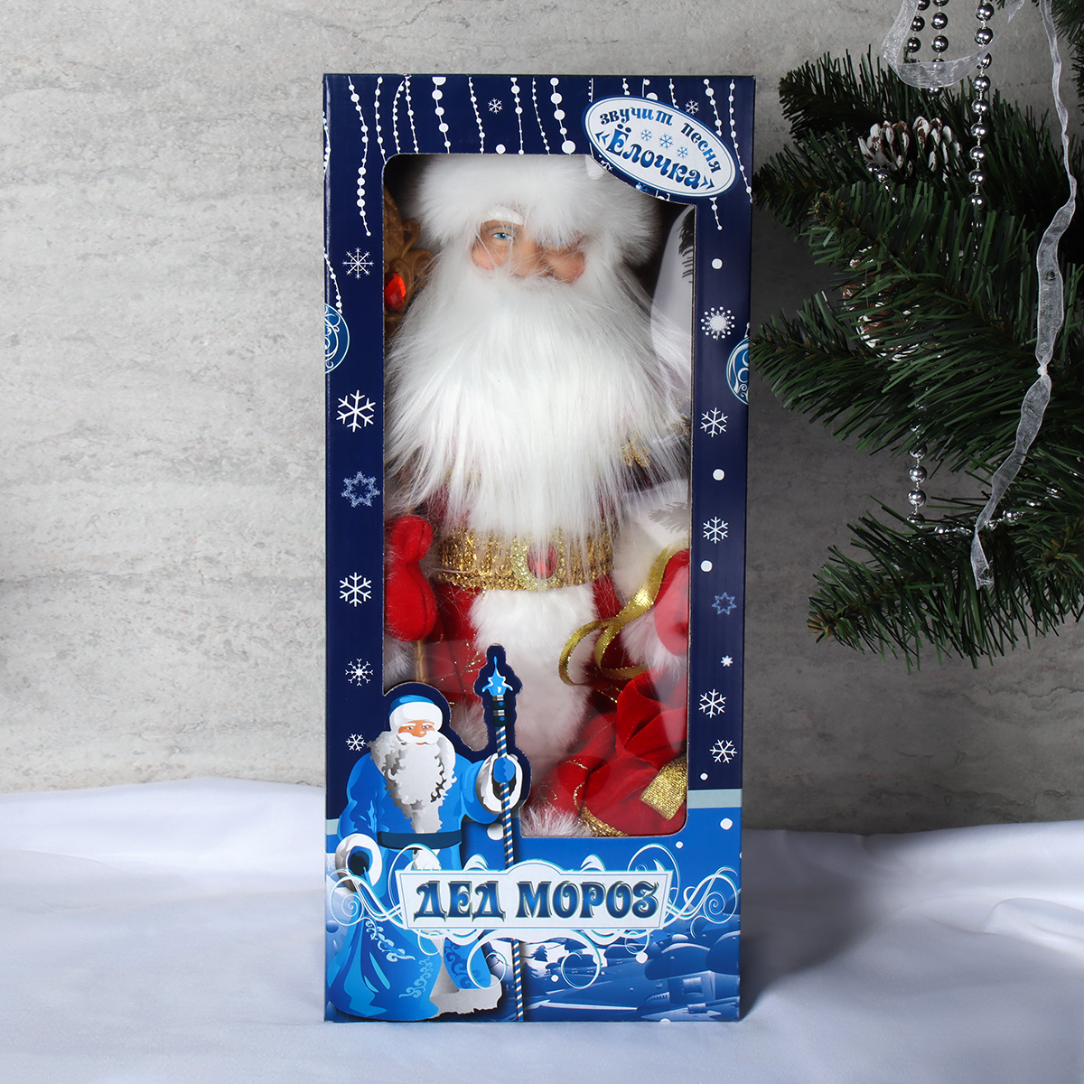 Фигурка Дед Мороз 40 см красный кафтан / 1315-16 /уп 18/ музыкальный