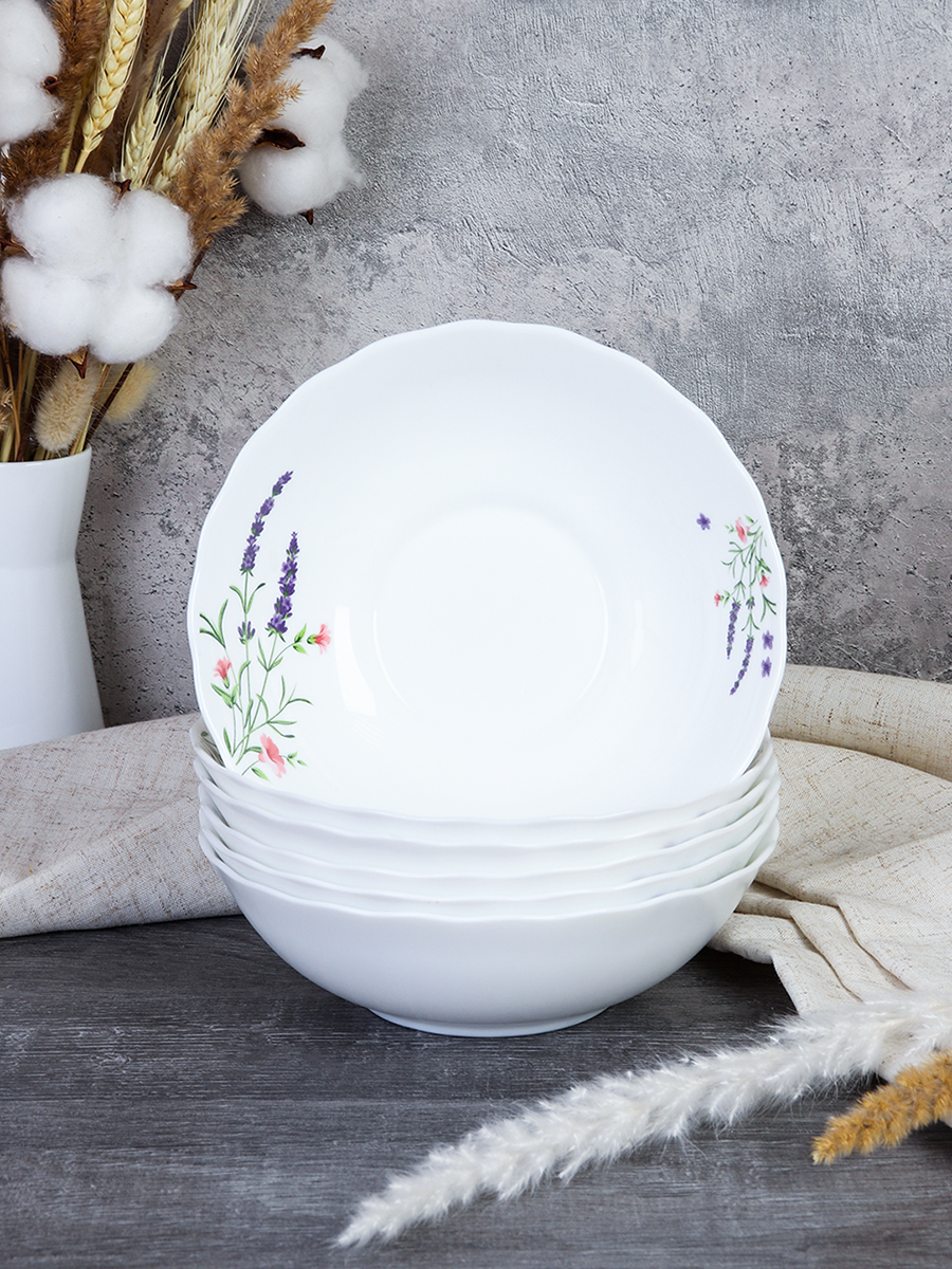 Набор суповых тарелок 6 штук 650 мл 175 мм / HW70 (2027) /уп 8/ Лаванда