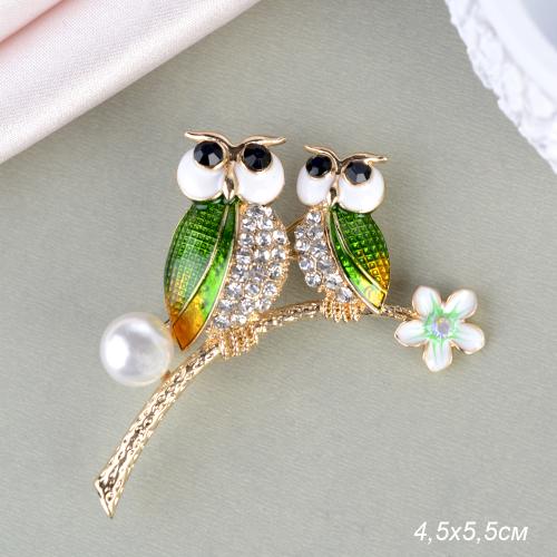 Брошь Совы 5,5 см / GM273-48 /уп 12/ с жемчугом