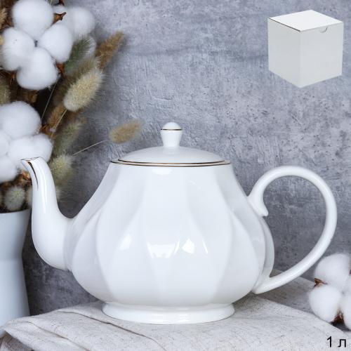 Чайник заварочный 800 мл белый / TC82-TP /уп 18/ Грани костяной фарфор