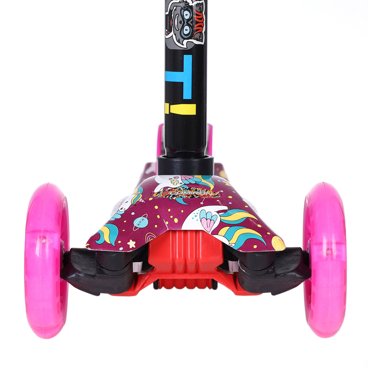 Самокат трехколесный для детей от 3-х лет Yeenot GT4108P55, нагрузка до 50кг, вес 2.3кг, светящиеся колёса PU116мм, цвет малиновый UNICORN БК/уп10