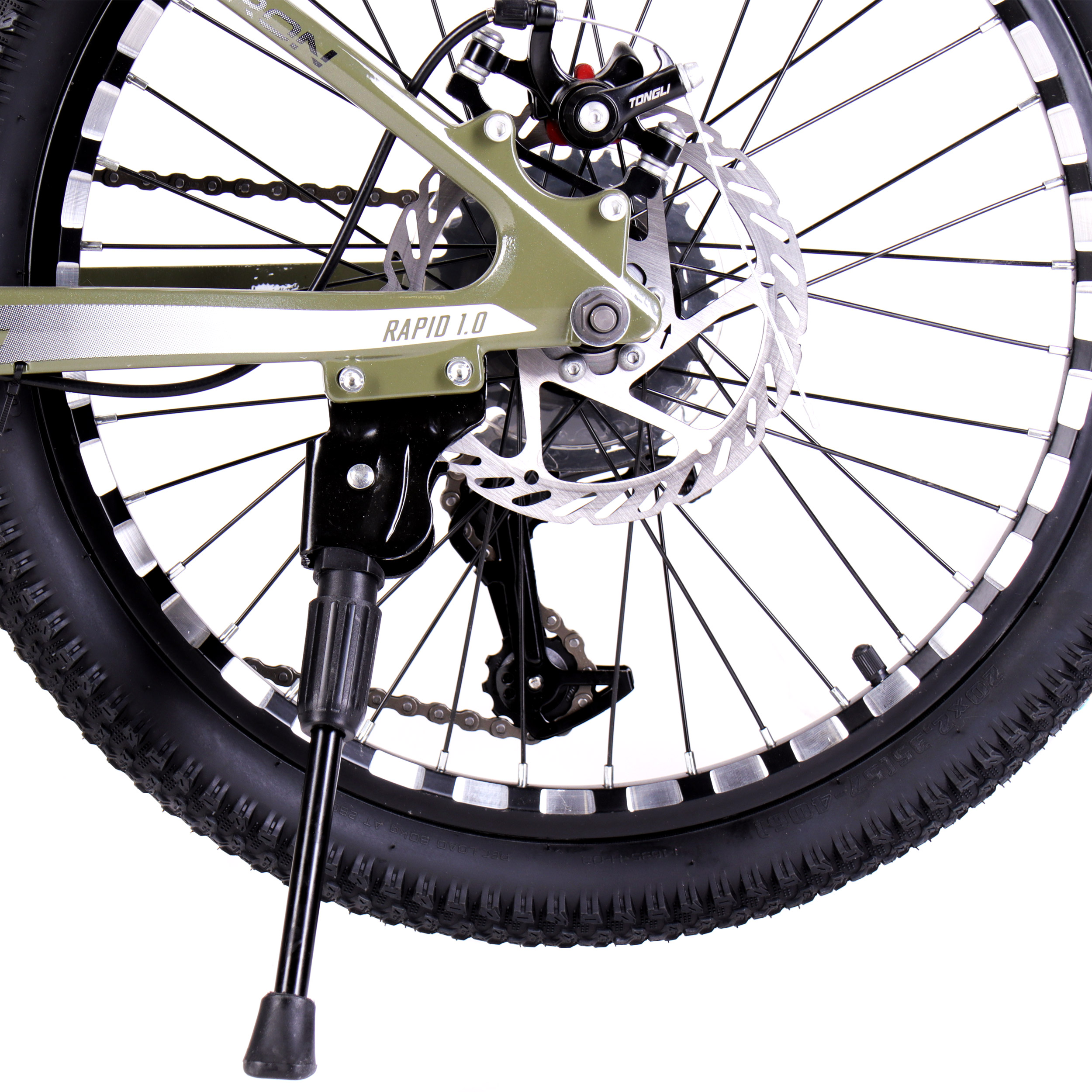 Велосипед 20" R20K COMIRON RAPID хаки матовый серебристо-чёрный глянцевый