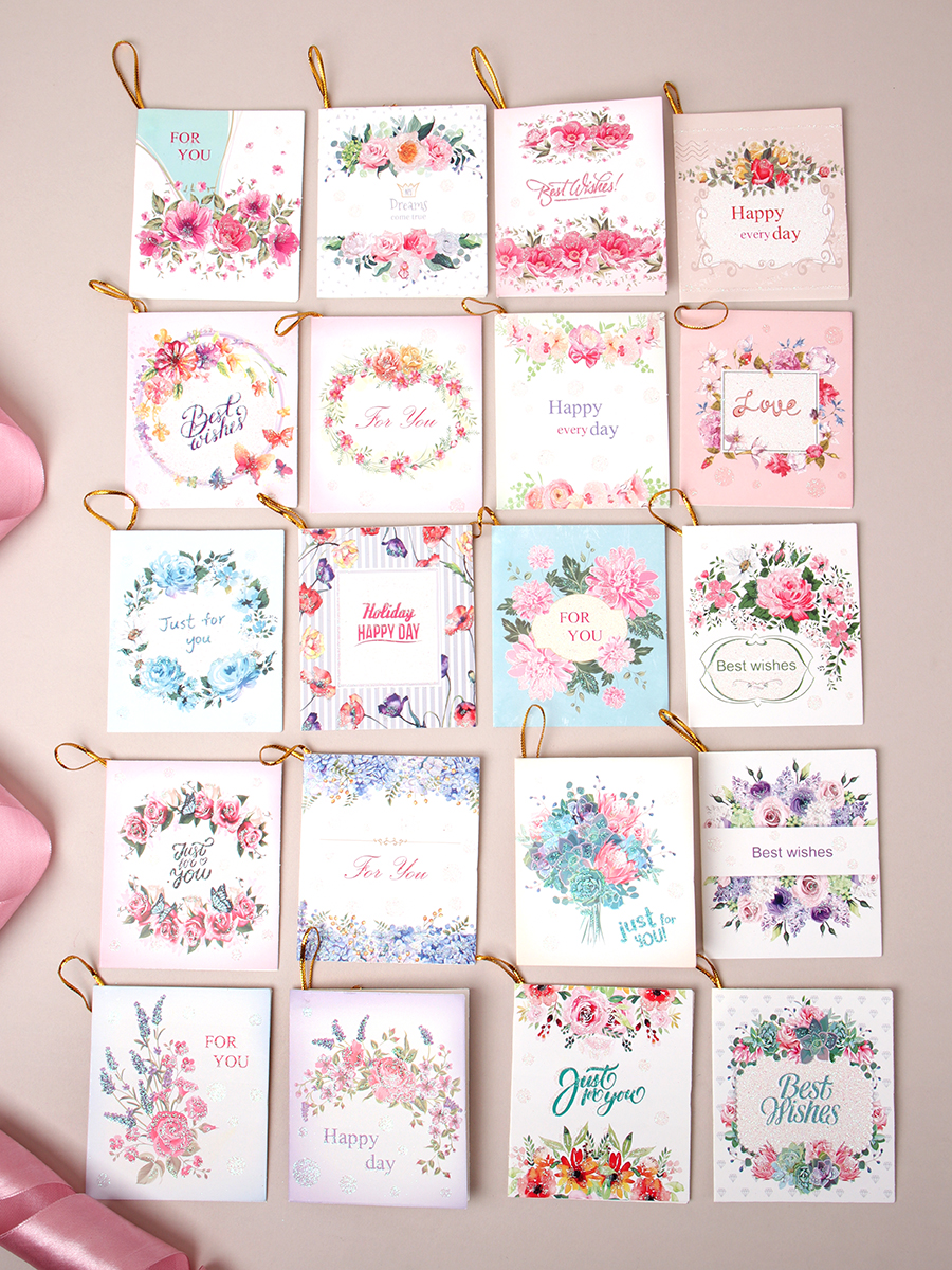 Открытка набор 160 штук Цветы / DE-701 /уп 25/