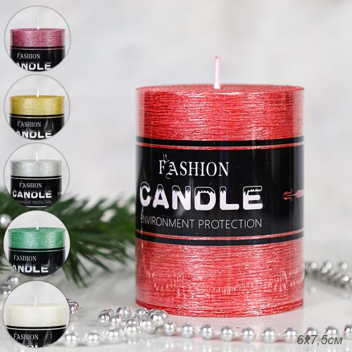 Свеча столбик 6х7,5 см Витые нити / ZD-081 /уп 140/