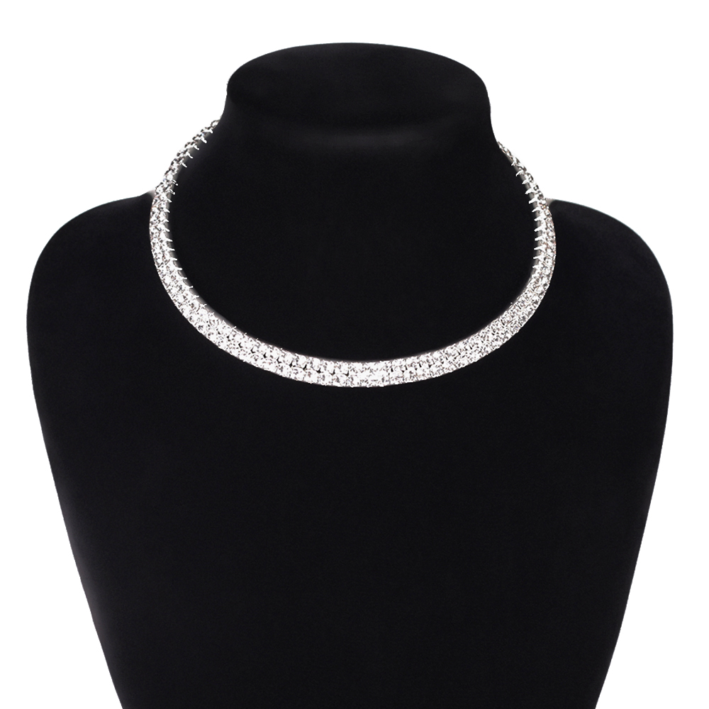 Чокер стразы 2 ряда / 12-2 /уп 24/серебро