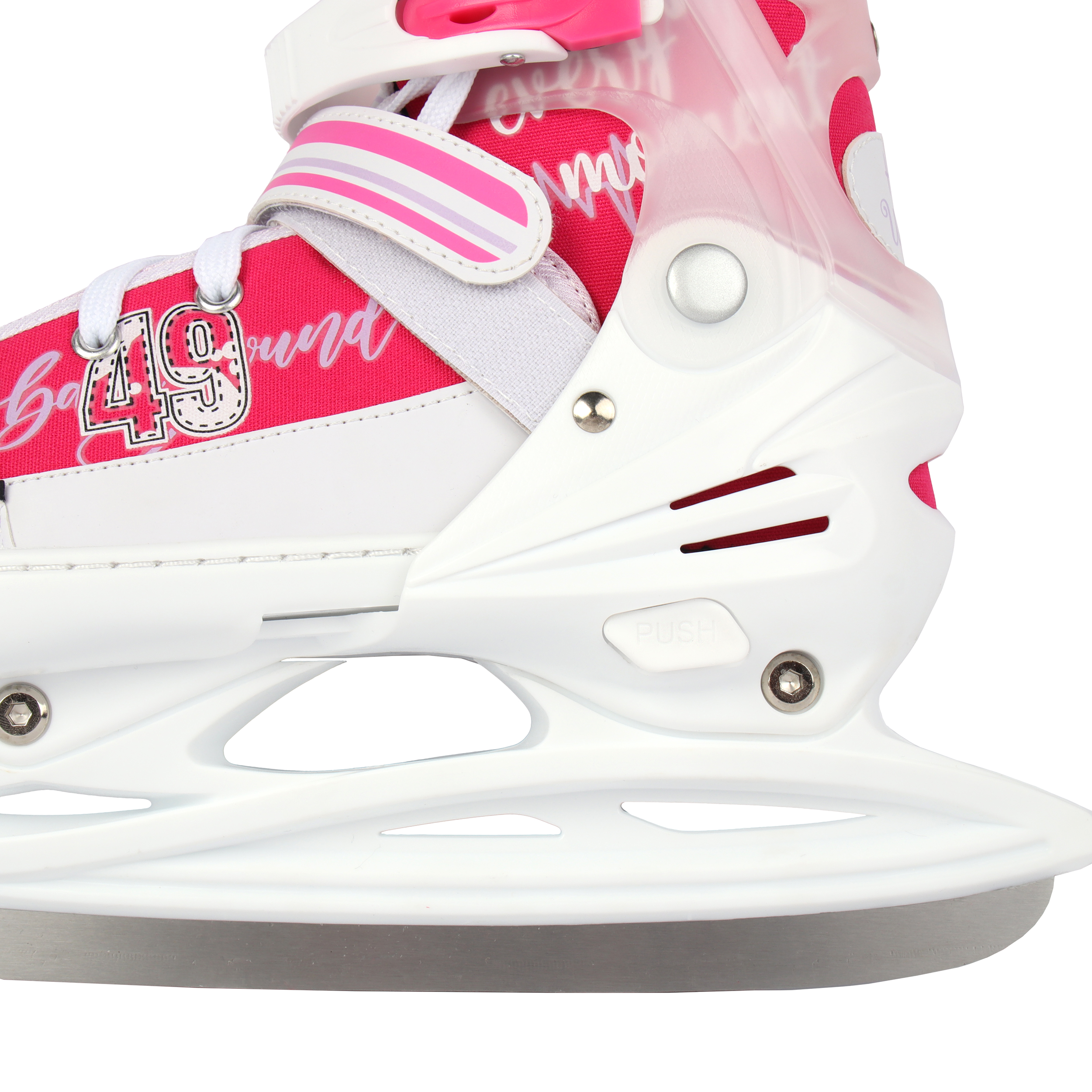 Коньки ледовые раздвижные COMIRON / M /уп 6/ (35-38) розовые