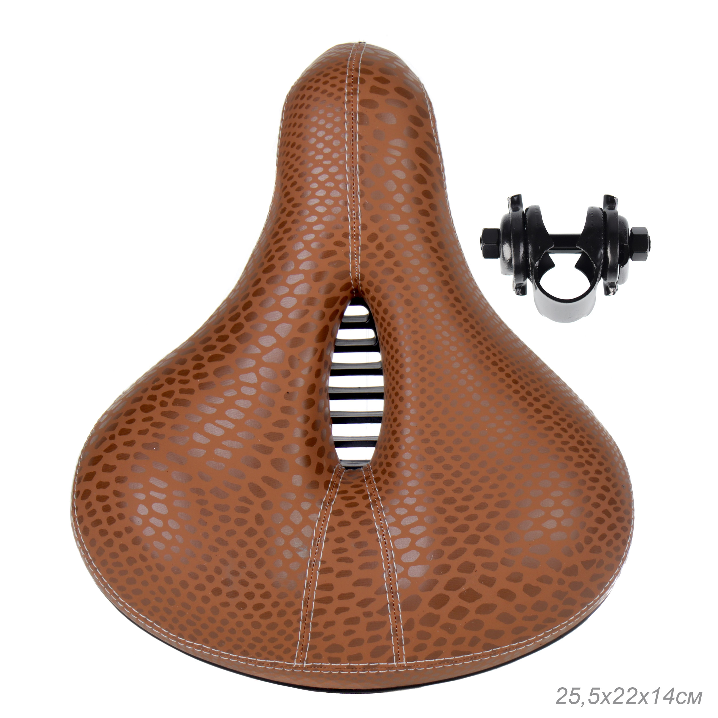 Седло для велосипеда комфортное Krypton HAY-AZ-016, коричневое /уп 25/