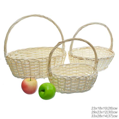 Корзина плетеная 3 штуки белые / 2017-22 /уп 28/