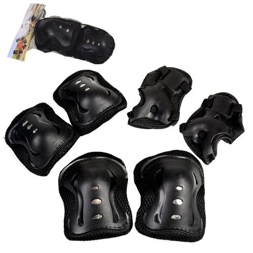 Защита для катания на роликах и велосипеде 6 предметов. 6-18лет / Yan-Fat-B /уп 100/ черный