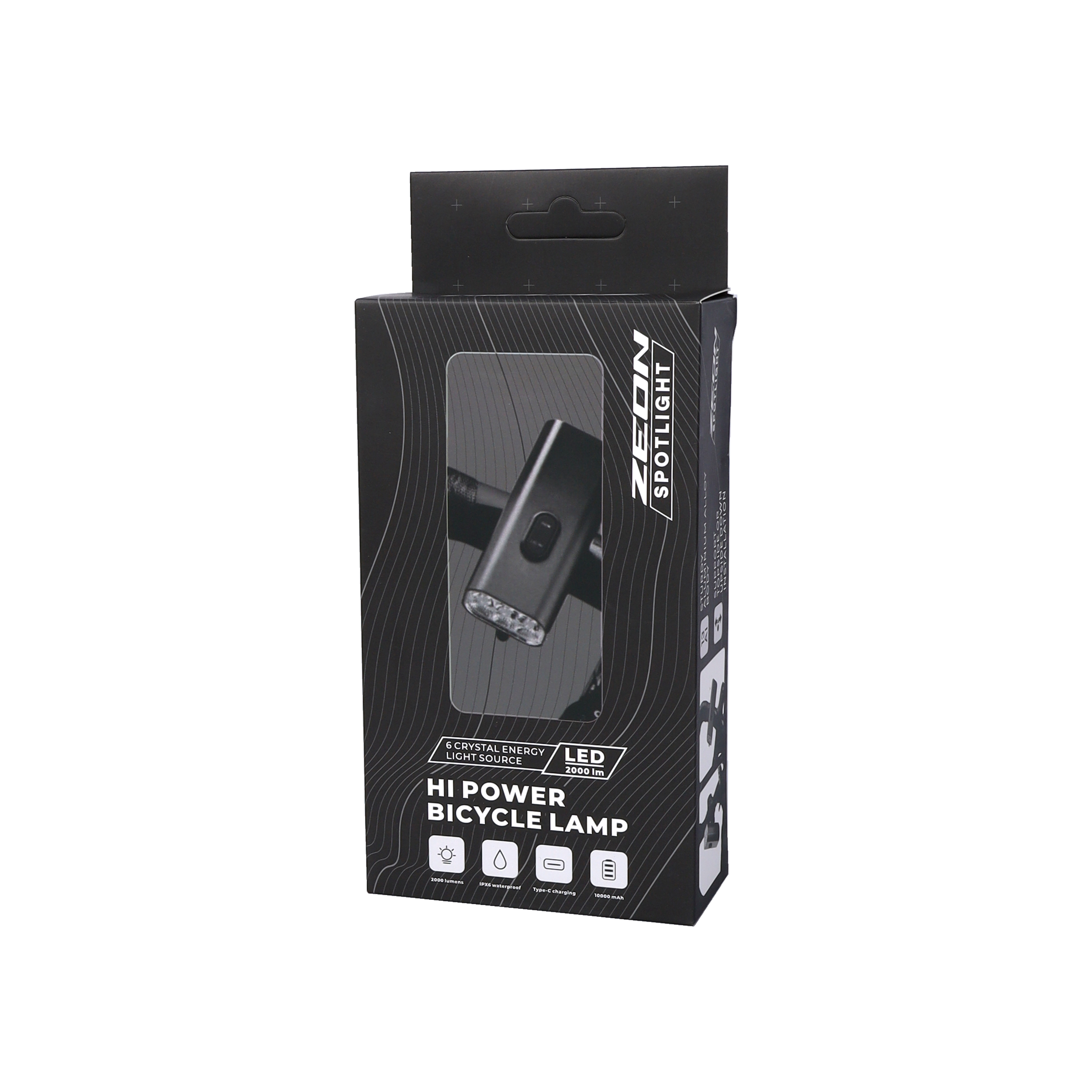 Фонарь передний ZEON "SPOTLIGHT" корпус: AVIA CNC Aluminium; свет: 2000 lm; аккумулятор/powerbank 10.000 mAh; Type-C, влагозащита IPX-6. /уп 20/