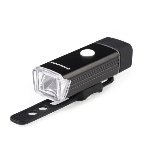 Фонарь передний COMIRON "FR18" корпус: алюминий +ABS свет CREE XPG LED 350m; аккум: 3.7V 2000 mAh USB влагозащищённый, индикация заряда /уп 120/