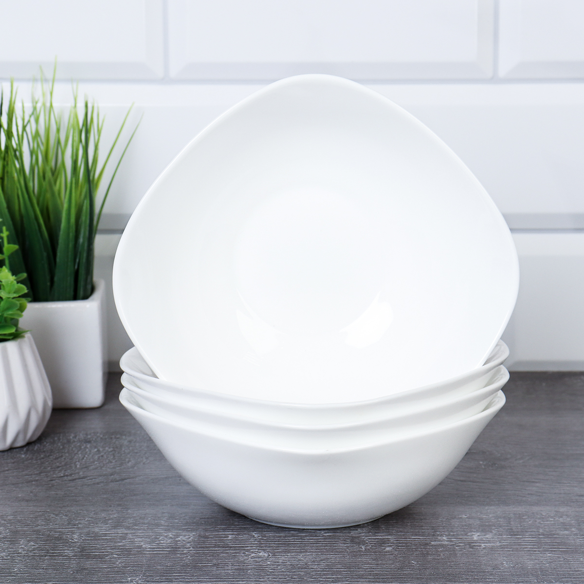 Набор суповых квадратных тарелок 4 штуки 500 мл  / Sq/FLFW65 (WHITE) /уп 12/ 731393