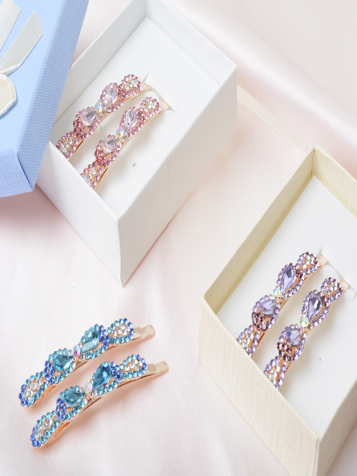 Невидимка для волос 6 см 2 штуки набор / GTN-5 /уп 12/серебро/стразы