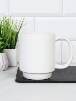 Кружка 400 мл Штабелируемая Белая / Q-244 /уп 48/  ПРОМО АКЦИЯ