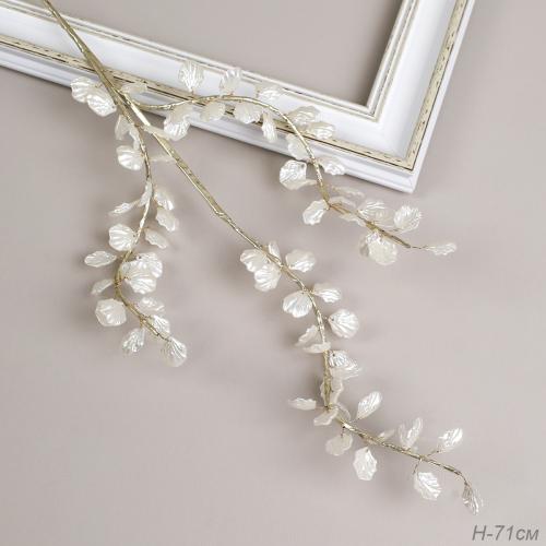 Ветка декоративная стеклярус 71 см / CW0427-2 /уп 160/480/ 75 лист