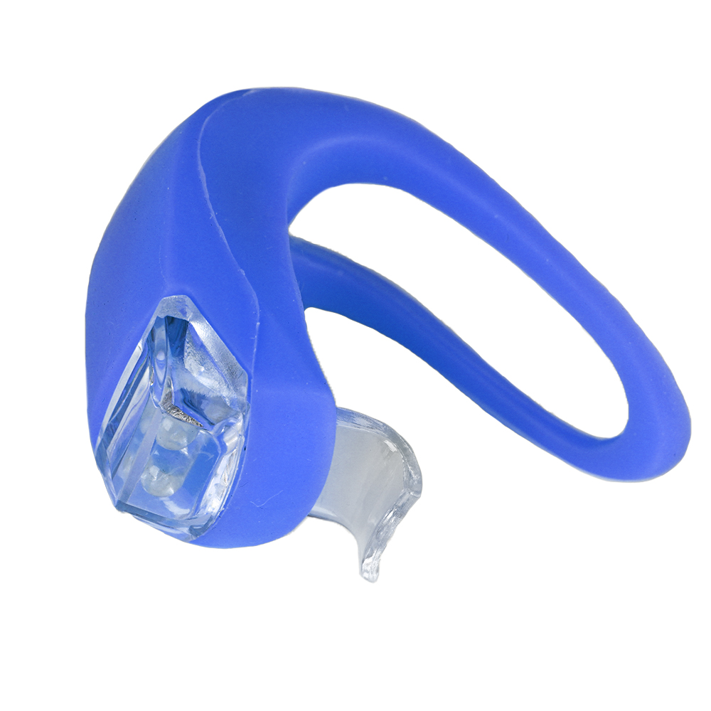 Фонарь LED в силиконовом корпусе на руль велосипеда скутера на шлем питание от батареек синий набор из 2 штук в блистере /689374/  