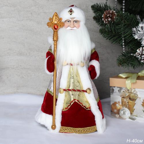 Фигурка Дед Мороз 40 см красный кафтан / 21A12-16 /уп 18/музыкальный