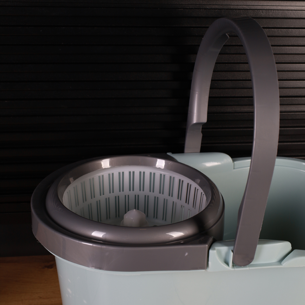 Ведро с отжимом и шваброй центрифуга пластик зелен /NHE-48/1с/ уп 25/ 2 насад