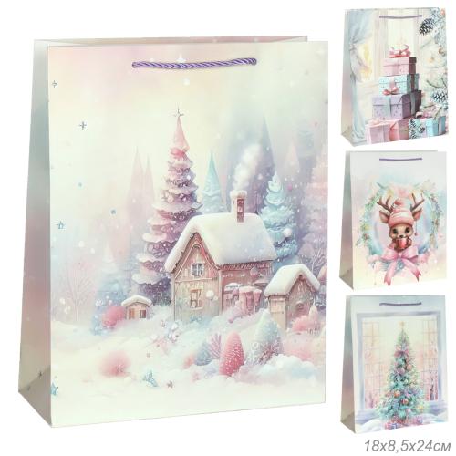 Пакет подарочный 18х24х8,5 / 6062-S /уп 12/720/Новый год