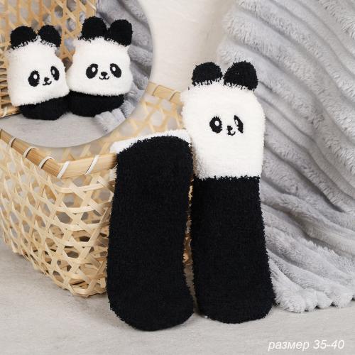 Носки женские флисовые р. 35-40 Лапки новогодний №2 Панда / MNZ-16/2 /уп 12 /700654