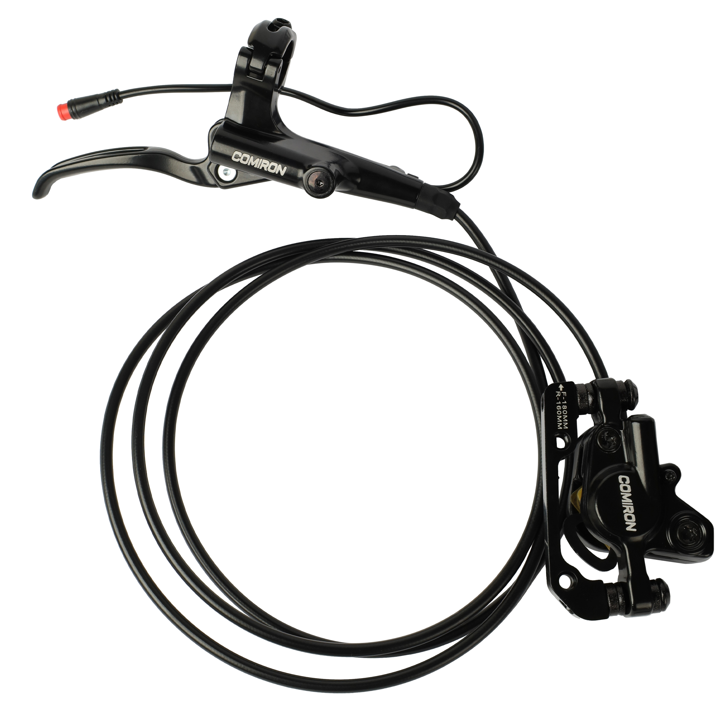 Тормозной набор дисковый гидравлический передний+задний для электробайков COMIRON HD-09E-1. 2 поршня. с ротором 160мм (TP-01E) /20/