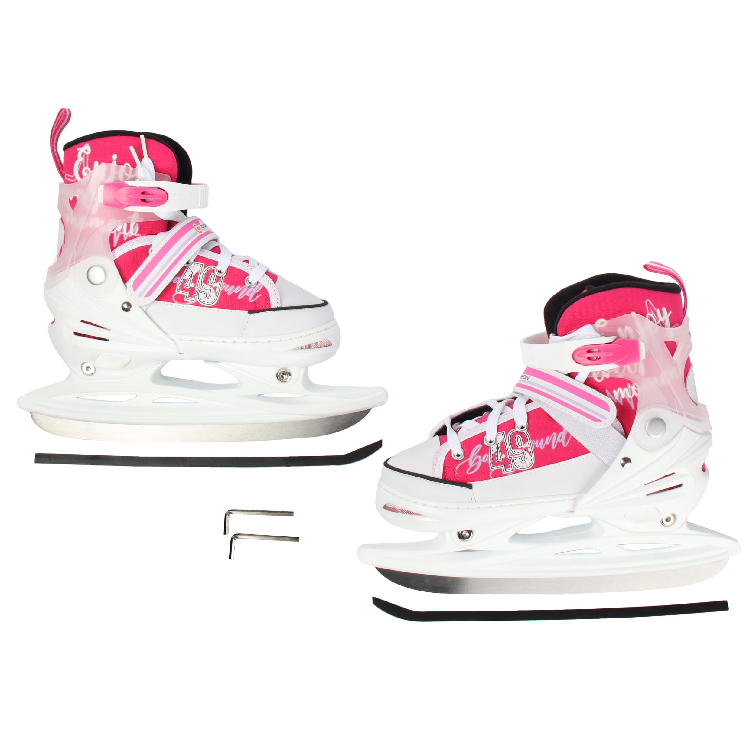 Коньки ледовые раздвижные COMIRON / M /уп 6/ (35-38) розовые