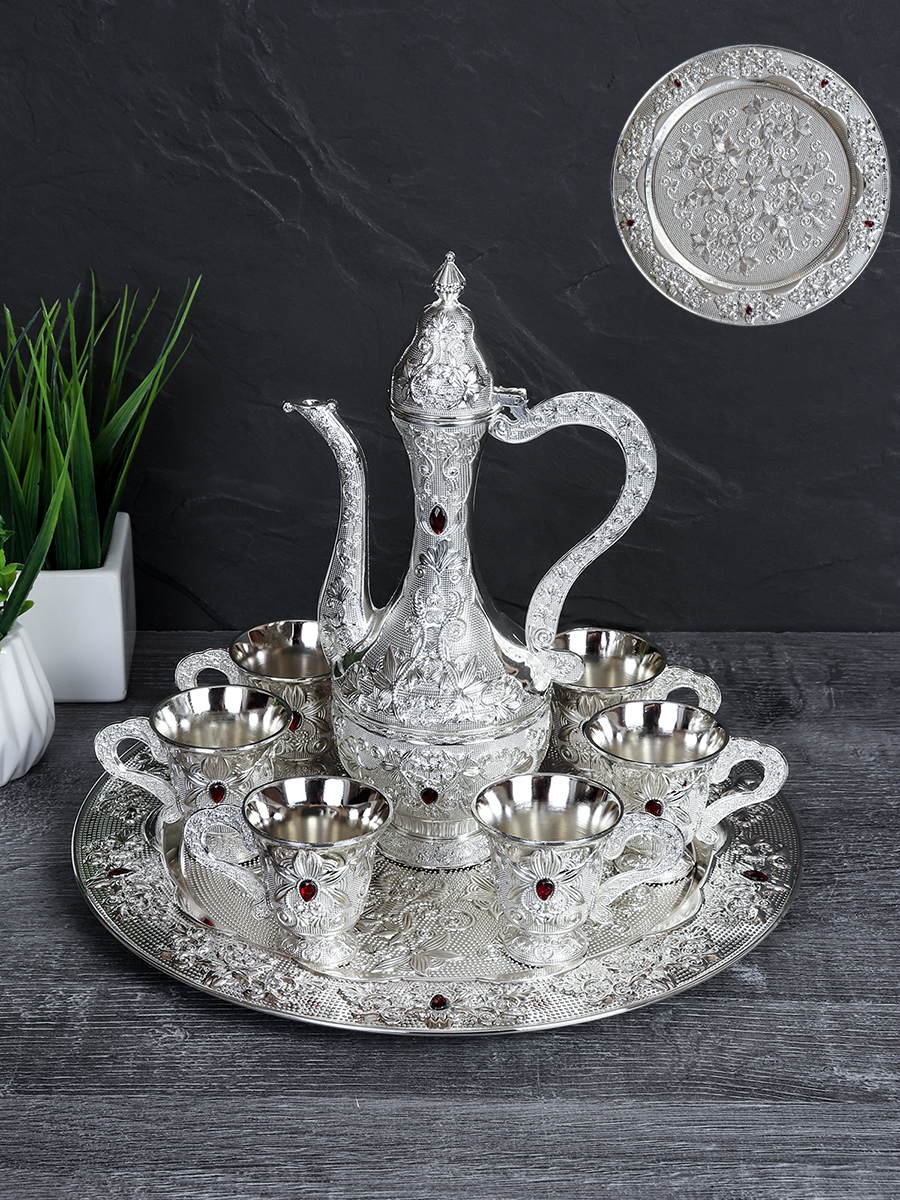 Коньячный набор /200/30 мл/ Серебро/ 201-SILVER /уп 24/ Плоский поднос