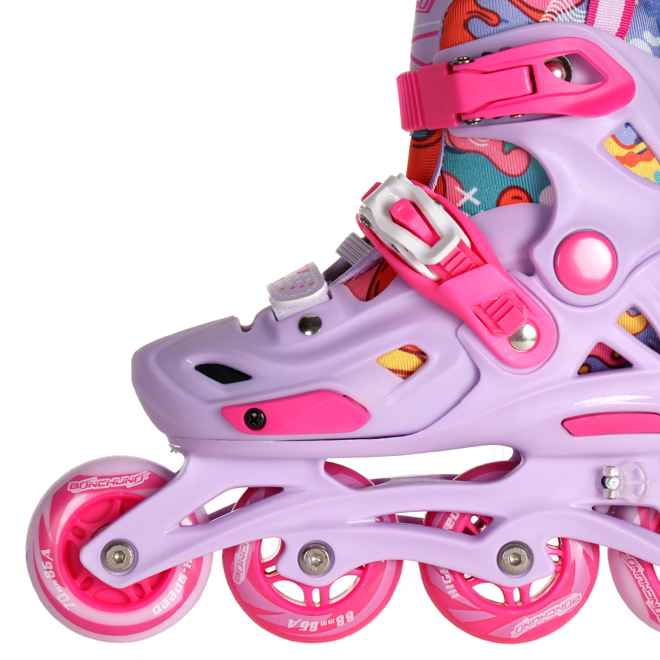 Роликовые коньки COMIRON  2021 S с блокировкой колёс /уп 6/ (31-34) розовые