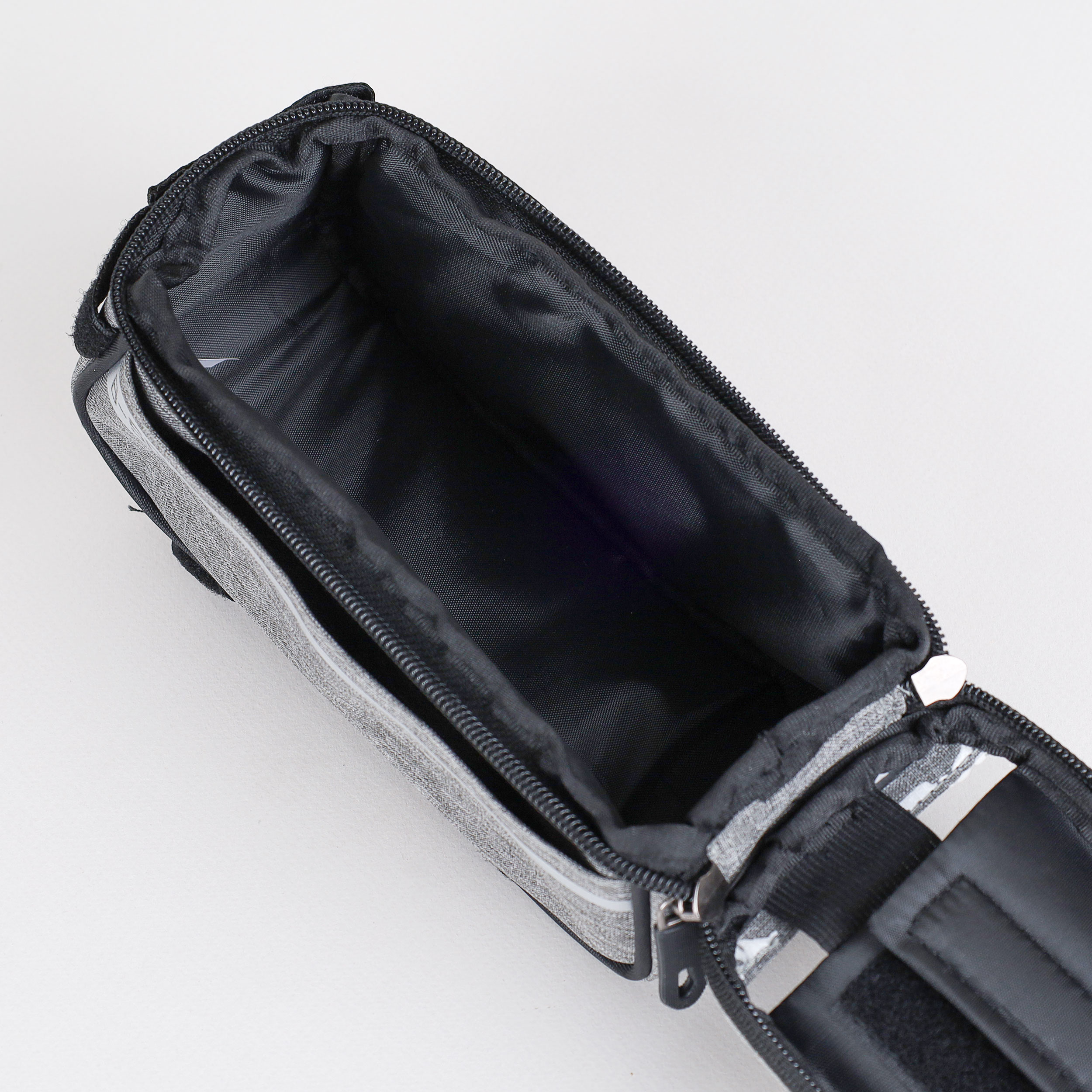 Сумка велосипедная на раму BICYCLE SOUL, с отделением для смартфона 6.0", основной отсек на молнии, серая, 21x10.5x9см. /уп 50/