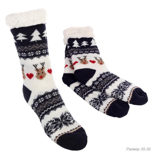Носки женские р.35-39 Новый год / YMW-9 /уп 1/носки с мехом не скользят