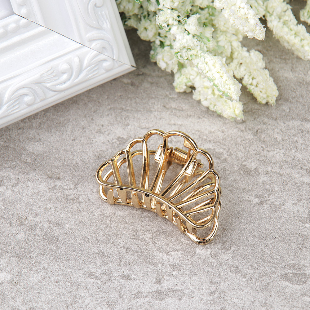 Крабик для волос 4 см Ракушка / NK-19 /уп 12/металл/золото