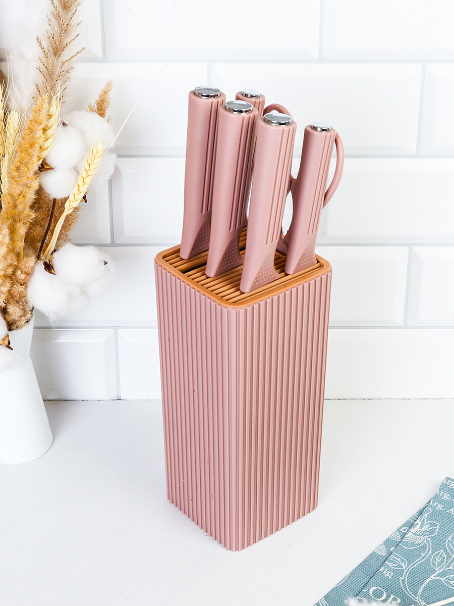 Набор кухонных ножей на подставке 7 предметов / YX-170 /уп 20/