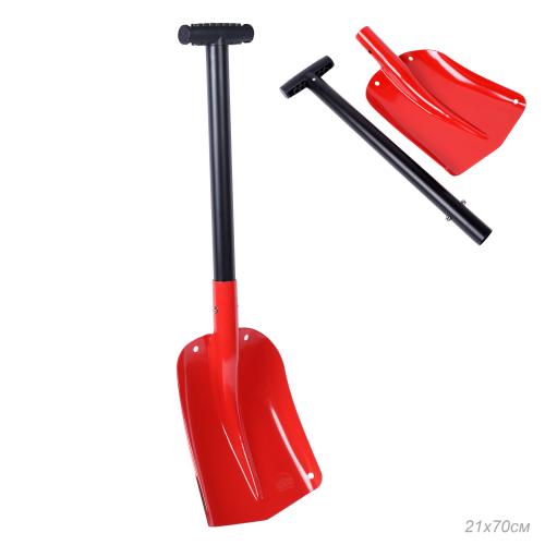 Лопата лавинная алюминиевая ИРЕМЕЛЬ СНЕГОВИК IR124 односекционная, T-образная рукоять, длина 70см, лезвие 28х21см, чёрно-красная/уп10