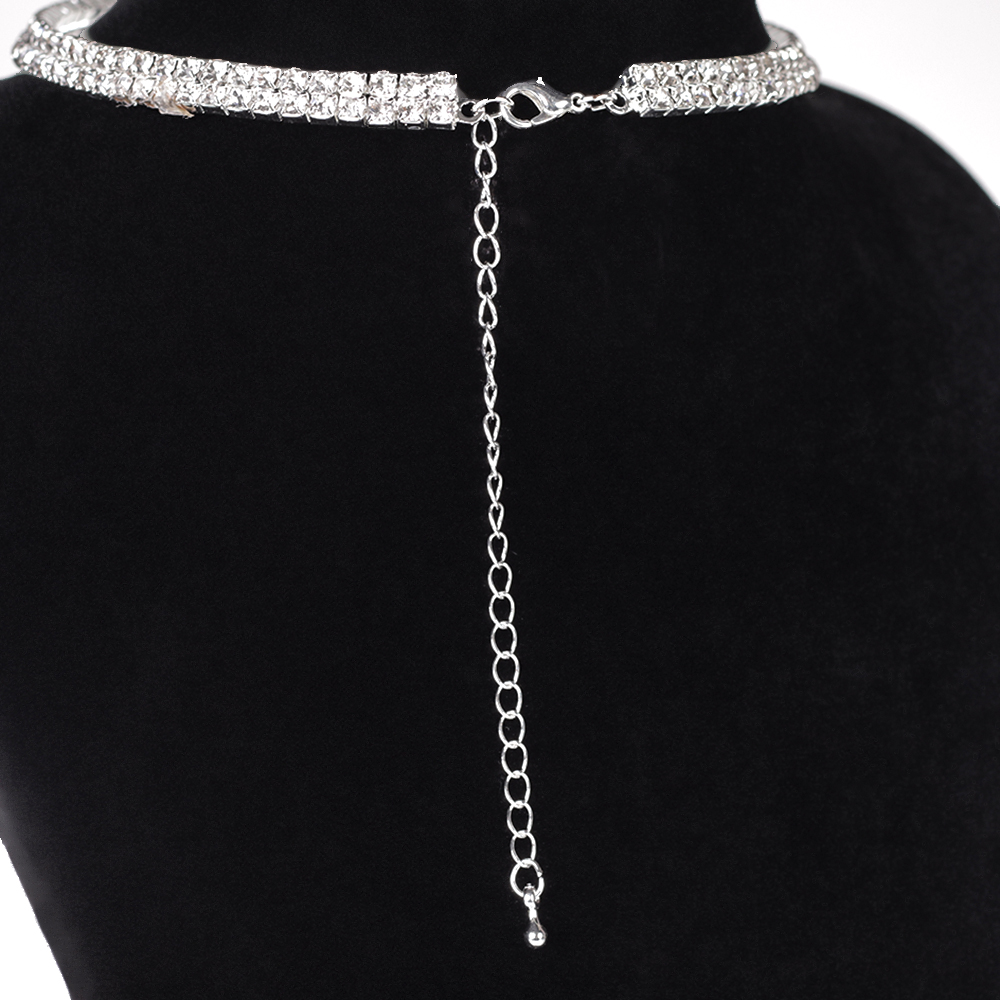 Чокер стразы 2 ряда / 12-2 /уп 24/серебро