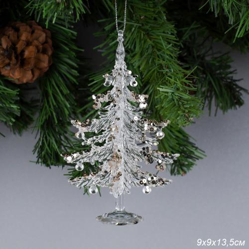 Новогоднее украшение Елка 9х9х13,5 см / WF-181 /уп 300/