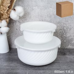 Салатник с крышкой 2 предмета Классика белый 600мл, 1600 мл GRAY-DW3 (БЕЛЫЙ) /уп12/