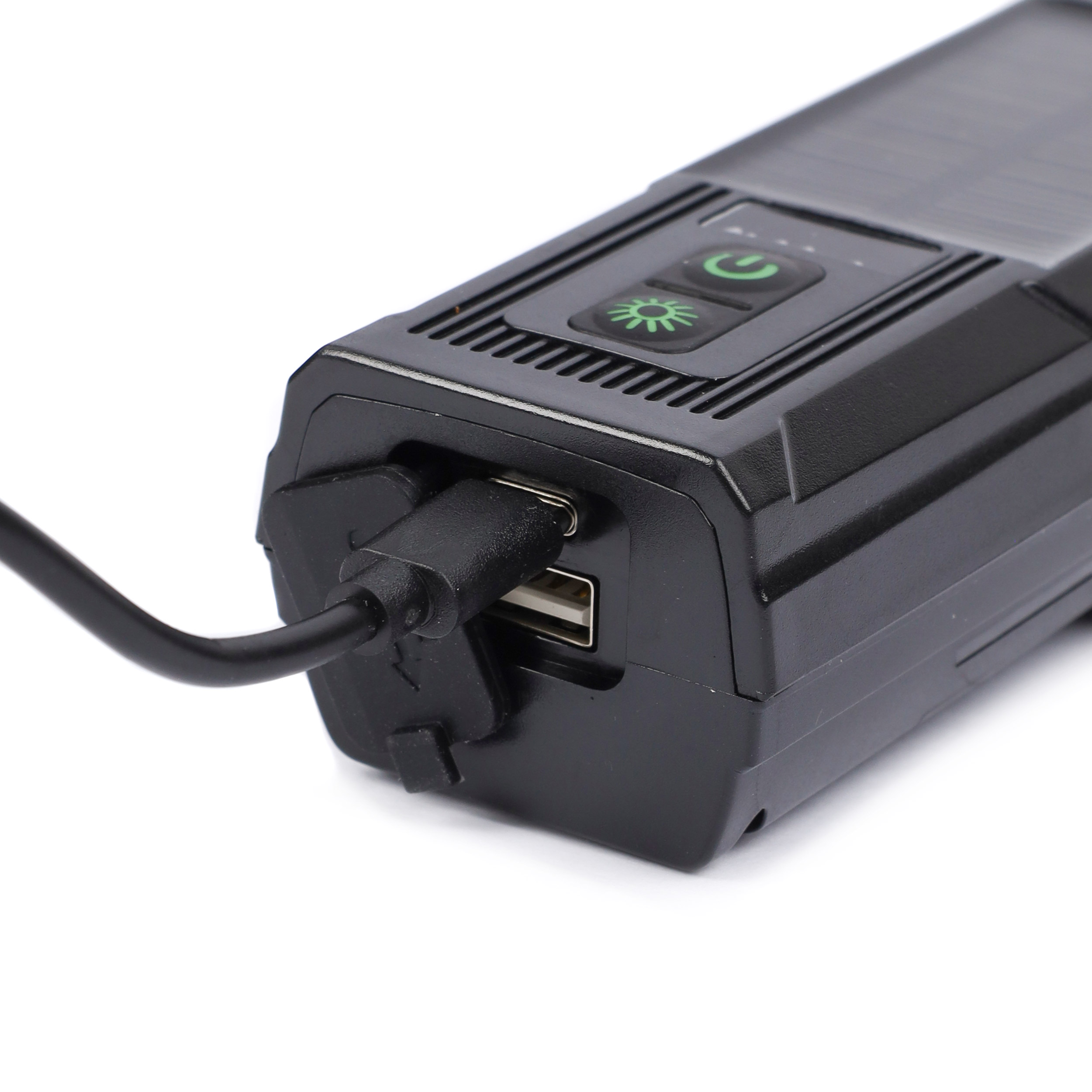 Фонарь передний COMIRON "SOLAR LIGHT", корпус: PC CARBON, свет: LED T6, 1000lm, 4000 mAh, 8 режимов, Type C, солнечная батарея, звонок, 195гр /уп 80/